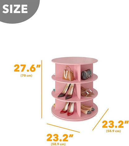 SpaceAid 3 Tier Rotating Shoe Rack Tower, Spinning Shoe Display Lazy Susan, Revolving 360 Shoe Rack Storage Round Carousel, V