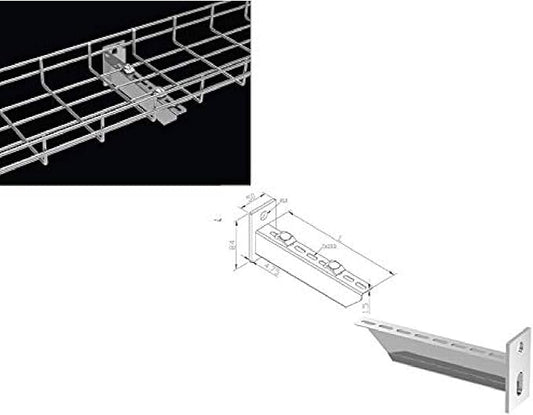 Kable Kontrol Reinforced Bracket – 12” Width - Wire Mesh Tray Cable Management Rack Cords Organizer Cable Basket, Zinc Plated