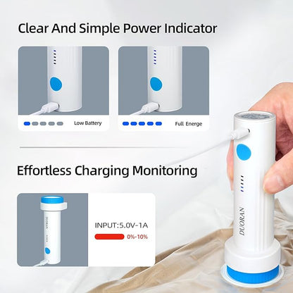 Cordless Electric Vacuum Pump for Vacuum Storage Bags Travel Air Pump, Portable USB Rechargeable Seal & Compression Bag Pump 