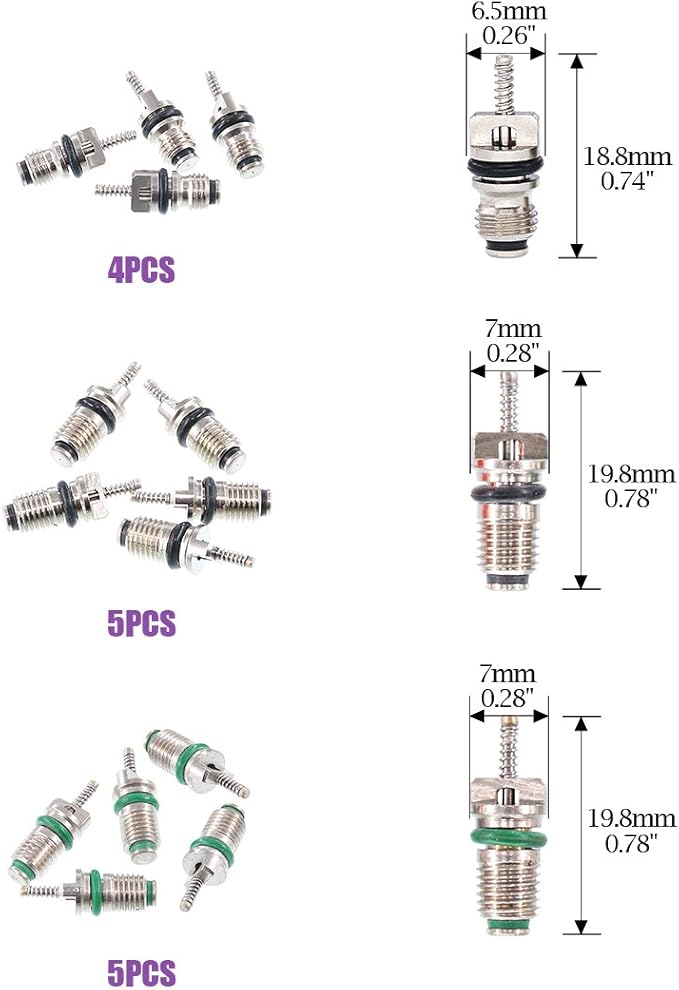 Swpeet 41Pcs R12 / R134a AC Master Valve Core Repair Kit, Including Assortment R12 R134a Valve Core Refrigeration Tire Stem w