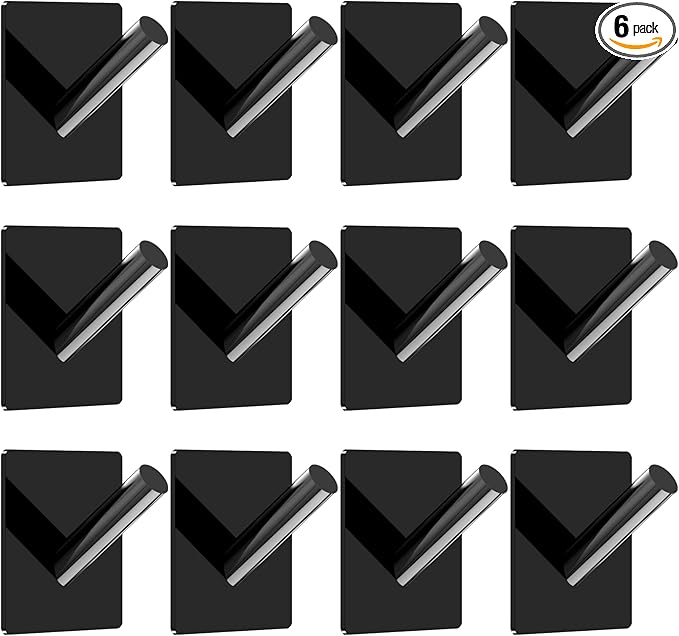 Jetec 12 Pieces Acrylic Wall Mounted Coat Hooks Hat Rack Robe Single Organizer Adhesive Clear Wall Hook Decorative for Clothe