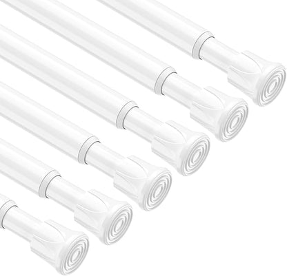 6 Pack Spring Tension Rods 11-19 Inches,5/8" Diameter White Spring Load Adjustable Expandable,Small Short Tension Curtain Rod