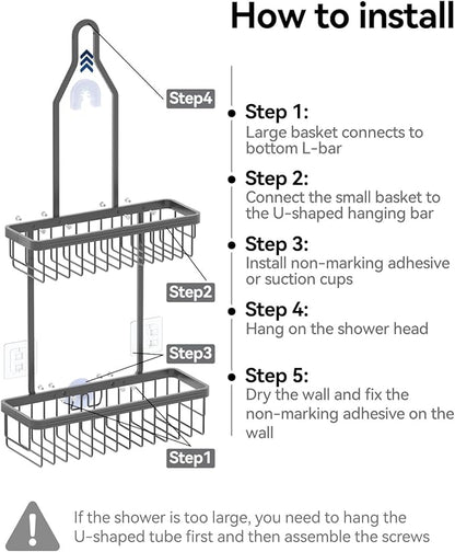 YASONIC Shower Caddy Hanging, Never Rust Shower Organizer Hanging, Aluminum Shower Racks for Inside Shower with Hooks for Raz