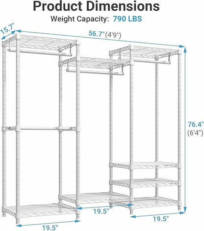 VIPEK V5 Medium Portable Closet Wardrobe Heavy Duty Clothes Rack, Freestanding Closet Metal Clothing Rack with 4 Hang Rods & 