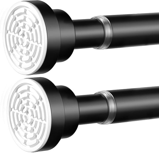 AIZESI Black Spring Tension Rod No Drilling 28-50Inch-2PCS,Tension Curtain Rod Non-Slip,Bathroom Spring Curtain Rod Non-Rust,