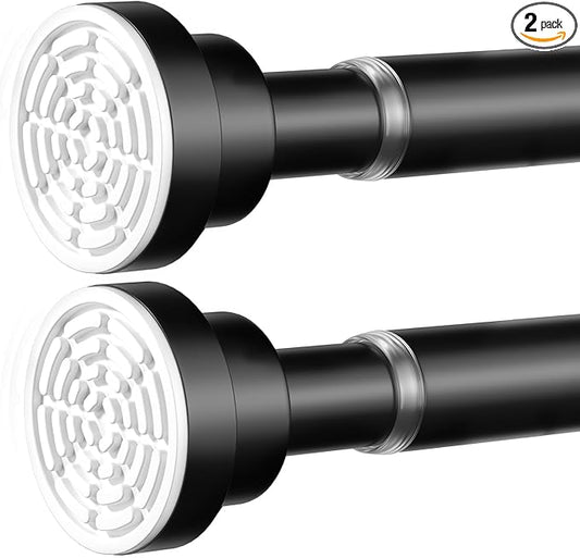 AIZESI Black Spring Tension Curtain Rod No Drilling 30-63Inch-2PCS,Non-Slip Adjustable Tension Rod,Tension Rods For Windows N