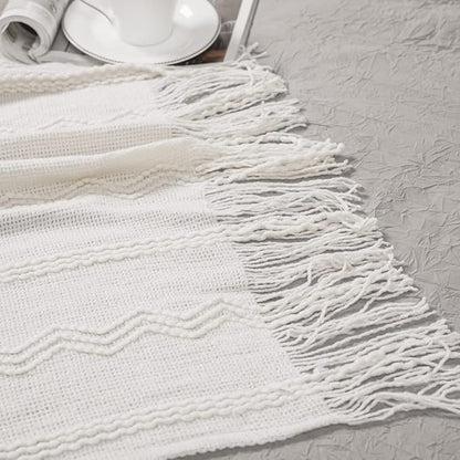 BATTILO HOME Cream Throw Blanket for Couch, Bedroom Decor Boho Throw Blanket, Decorative White Blanket Throw for Sofa Living 