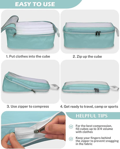 Gonex 8 Set Compression Packing Cubes for Travel, Expandable Mesh Packing Organizer for Travel Accessories Essentials with To