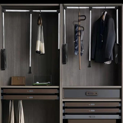 Pull Down Closet Rod, 60 lbs Load Capacity, Stainless Steel Adjustable 35-46.5 inches Soft-Close Wardrobe Lift Rail Organizer