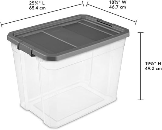 Sterilite 8-Pack Modular Stacker Box, Durable Clear Plastic Storage Bins with Latching Lids, 108 Quart - Stackable Organizing