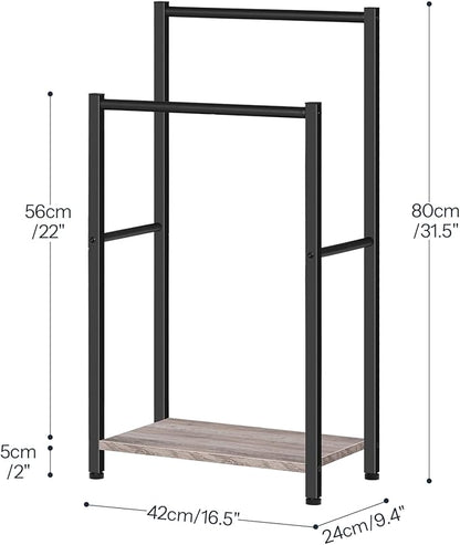 HOOBRO Freestanding Towel Rack, 2 Tier Blanket Ladder Holder for Bathroom, 16.5" L x 9.4" W x 31.5" H, Blanket Rack, Industri
