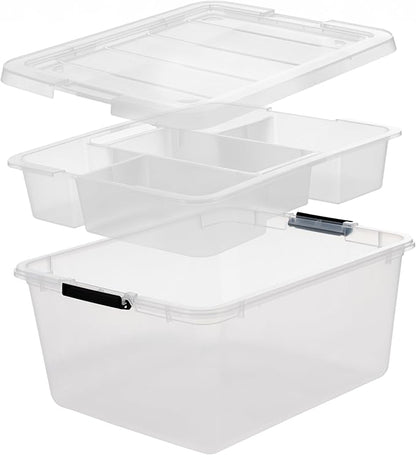 IRIS USA 6-Pack Clip Box with Latching Lids, 18 Quart Craft Storage Bins, Art & Writing Supply Containers for Home, Office & 