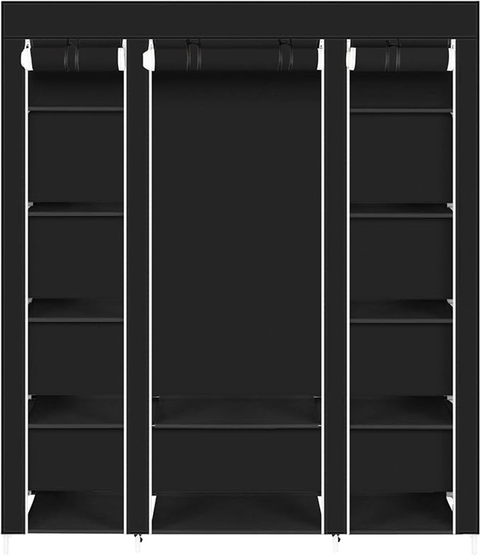 Closet Wardrobe, Portable Closet for Bedroom, Clothes Rail with Non-Woven Fabric Cover, Clothes Storage Organizer, 58 x 17 x 