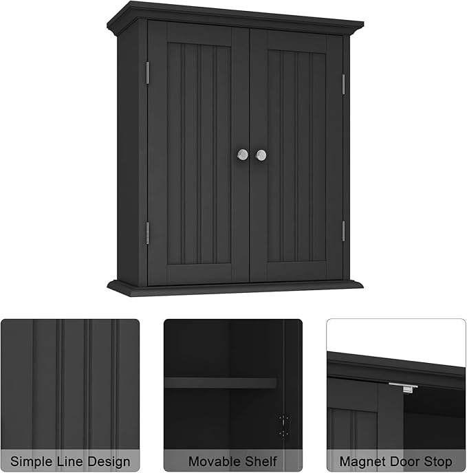 ChooChoo Bathroom Wall Cabinet Set of 2, Over The Toilet Space Saver Storage Cabinet, Medicine Cabinet with 2 Door and Adjust