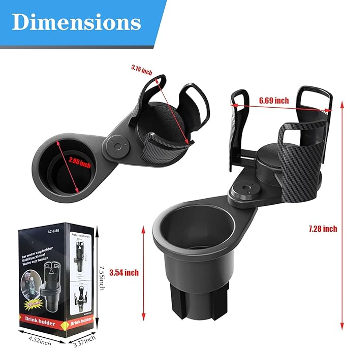 Adjustable Expandable Cup Holder for car Most Cars Trucks SUVs.-Car Cup Holder Expander fit cola Coffee Cups,2 in 1 cupholder