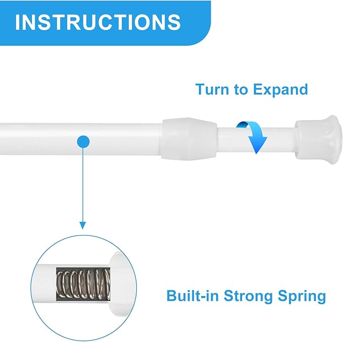 4 Pack Tension Curtain Rod 15.7-28 Inch, Small Short Adjustable Extendable Spring Loaded Rods for Windows Cabinet Blinds Clos