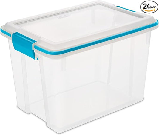 Sterilite 24-Pack Gasket Box, Weather-Resistant Storage Bins with Latching Lids, 20 Quart - Heavy-Duty Organizing Containers 