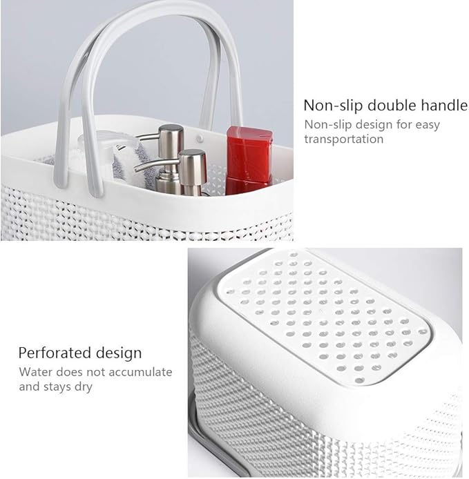 UUJOLY Portable Shower Caddy Basket Tote, Plastic Storage Basket with Handles Organizer Bins for Kitchen Bathroom College Dor