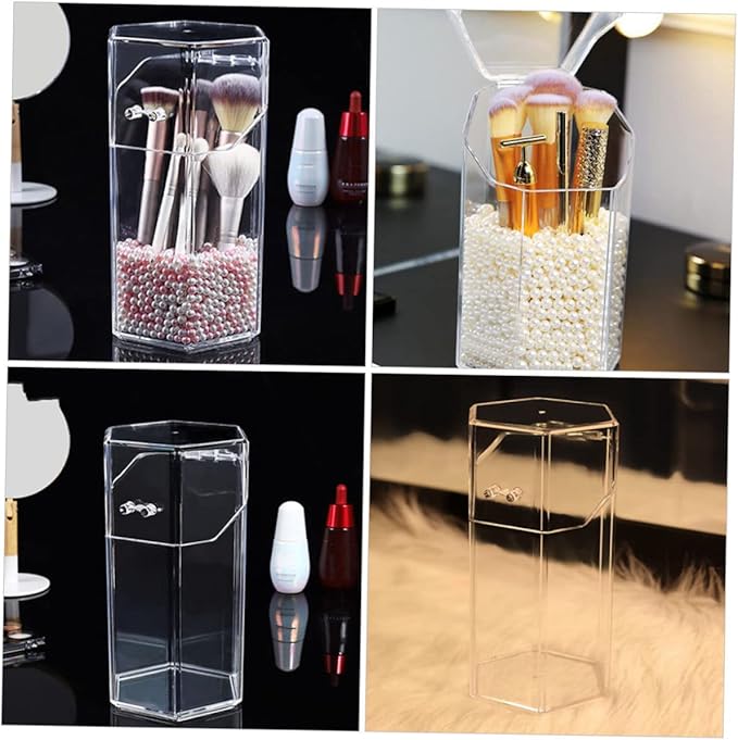 minkissy 1Set Acrylic Makeup Brush Canister Dustproof Multi Function Storage Container for Cosmetics Jewelry Makeup Brushes S