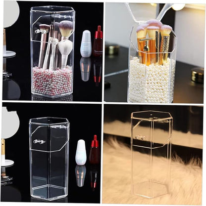 minkissy 1Set Acrylic Makeup Brush Canister Dustproof Multi Function Storage Container for Cosmetics Jewelry Makeup Brushes S