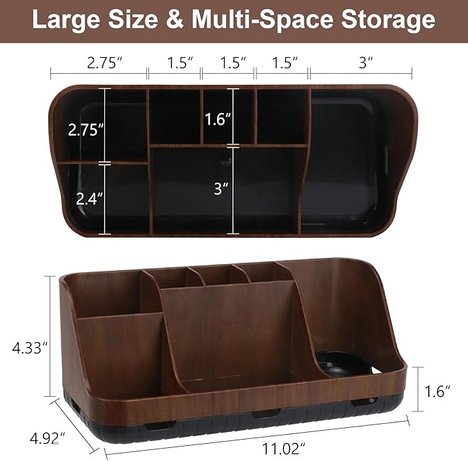 GFWARE Wood Toothbrush Holders for Bathrooms Countertop Organizer - Detachable 7 Slots Kid Bathroom Decor and Accessories, Wo