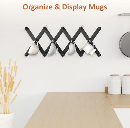 Accordion Wall Hanger, Hat Rack for Wall with 14 Coat Hooks, Expandable Hat Hangers Organizer, Vintage Decorative Coat Rack W
