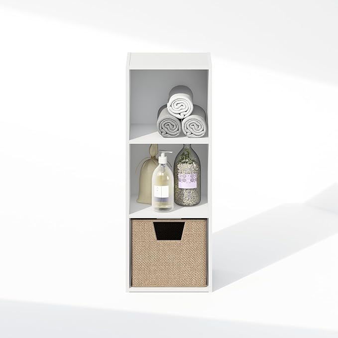Furinno Reed Closet Organizers and Storage, 3-Tier Closet Organizer, Open Shelf Closet Storage, for Wardrobe, Bedroom, Living