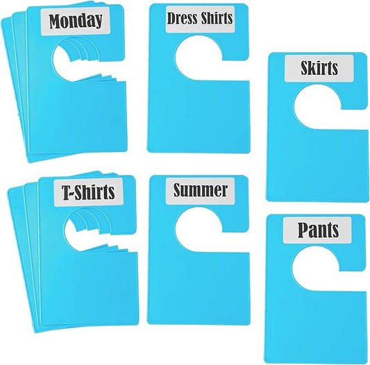 10 Pack White Clothing Rack Size Dividers Plus 45 Labels (1 Inch) and 18 Large Blank Labels, Large Rectangular Clothing Close