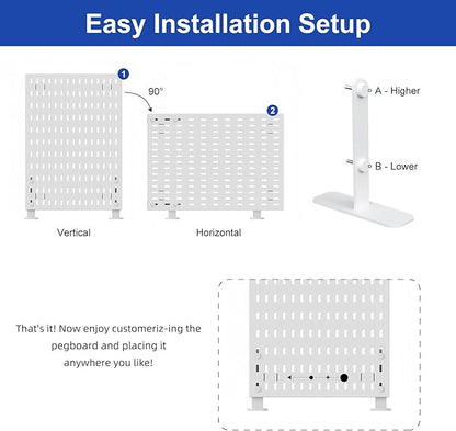 Desk Pegboard Combination Kit,Desk Organizer for Home Office,Plastic Peg Board with 7 Accessories Hooks Shelf Baskets, 16.5" 