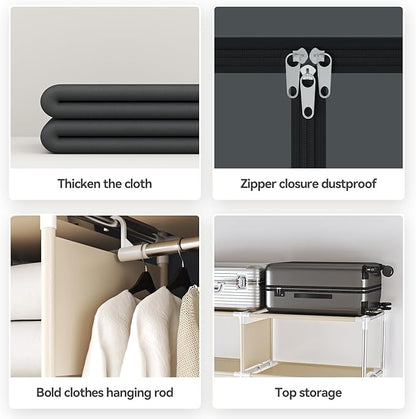 Portable Wardrobe Closet Durable and Easy to Assemble Heavy Duty Clothes Rack with Non-Woven Cover Fabric Best for Bedroom an