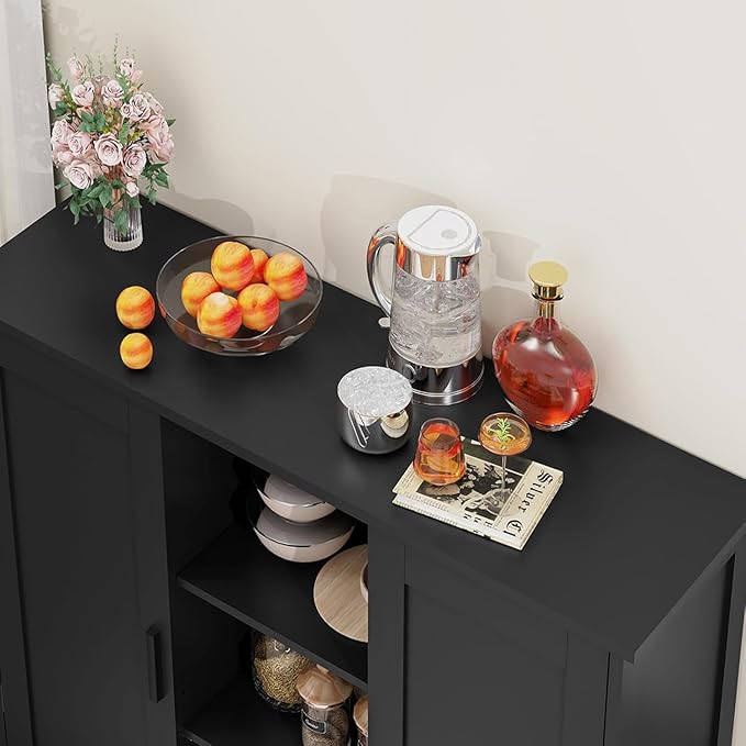 Iwell Storage Cabinet with 2 Doors and 4 Storage Shelves, Bathroom Cabinet, Cupboard for Living Room, Home Office, Entryway, 