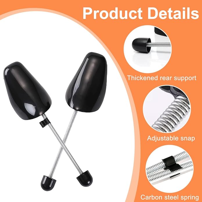 UPSTORE 4 Pairs Black Mens Plastic Adjustable Adult Shoe Tree Stretcher Boots Holder Shaper Support Practical Portable Shoe S