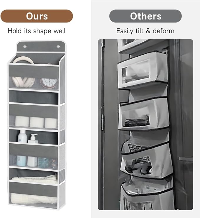 2 Pack Over Door Organizer, Over The Door Storage, 4 Shelf Hanging Door Organizer with 6 Mesh Pockets, 35 lbs Capacity Hangin