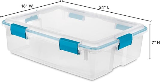 Sterilite 12-Pack Gasket Box, Weather-Resistant Storage Bins with Latching Lids, 37 Quart - Heavy-Duty Organizing Containers 