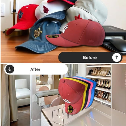 Baseball Cap Organizer 2-Pack | Clear Acrylic Hat Rack for Closet | Space-Saving, Baseball Hat Organizer Not Fit for wall, Ca
