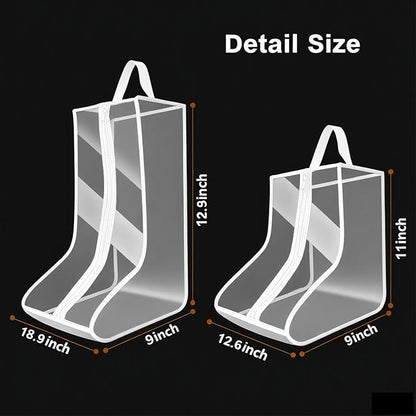 Clear Boot Bags for Cowboy Boots Tall Boot Storage Organizer with Handle Transparent Shoe Dust Covers for Travel Riding Leather & Snow Boots (White-4Big)