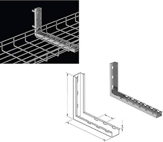 Kable Kontrol L Type Bracket – 12” Width - Wire Mesh Tray Cable Management Rack Cords Organizer Cable Basket, Zinc Plated Ste