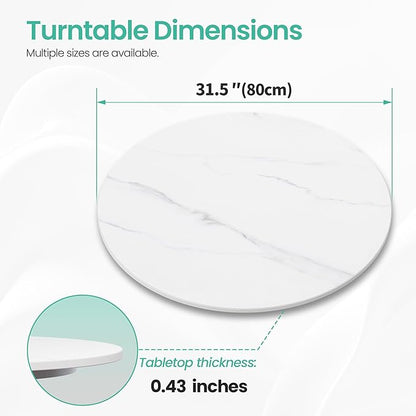 31.5" Lazy Susan Turntable – 360° Sinteredstone Silent Anti-Slip Turntable, Table Top Centerpiece for Kitchen, Pantry, Spice 