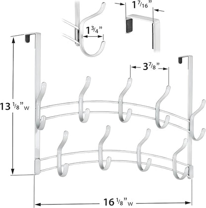 LYNK Professional® Home™ Over Door Hooks Rack - 18 Hook Over Door Hanger - Over Door Towel Rack - Hanging Towels or Clothes -