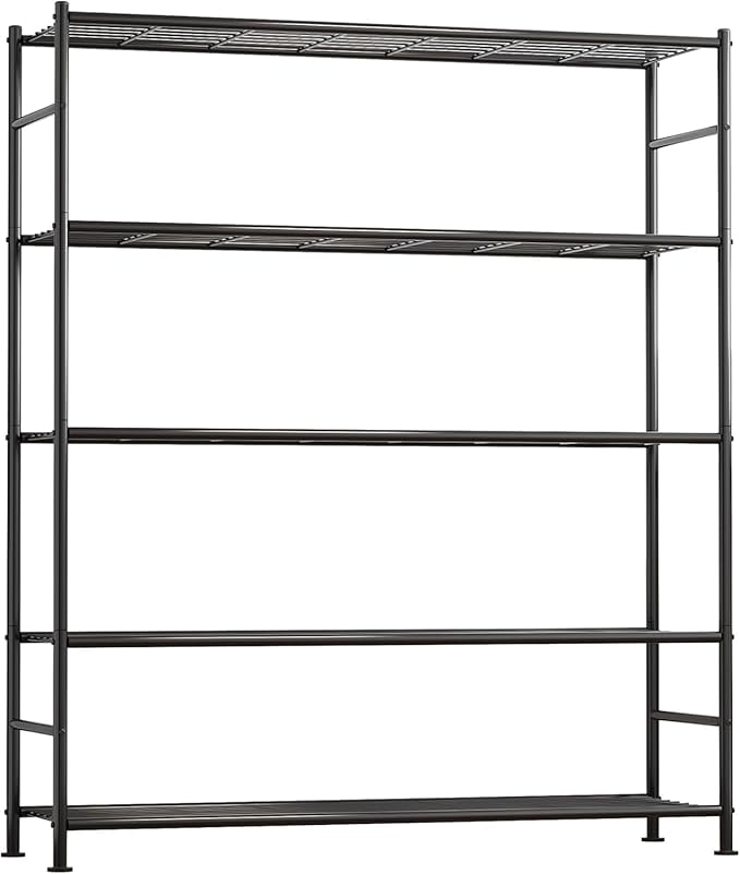 Sakugi Storage Shelves - 5 Tier Shelf Organizer, Heavy Duty Garage Shelving Unit with Leveling Feet, Stable Metal Shelves Org