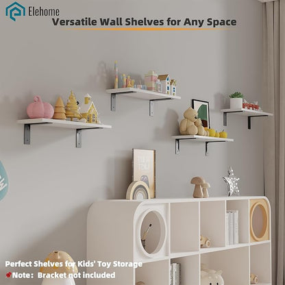 Floating Shelf Board for Wall 5/8" – No Brackets – 24" L x 10" W x 0.6" T White Melamine Wood Floating Shelves for Bathroom, 