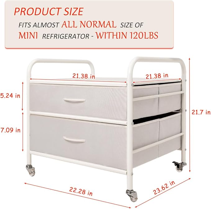 WAYTRIM Mini Fridge Stand with Storage, Kitchen Fridge Stand Mini Fridge Organizer Stand for Dorms Refrigerator Stand with Me