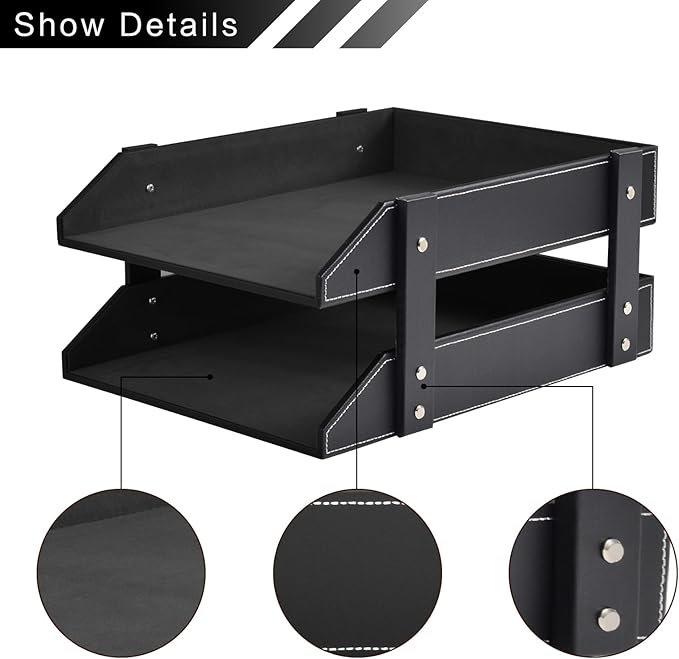 Desk Organizer with 3 Drawers,Leather Desk Organizer