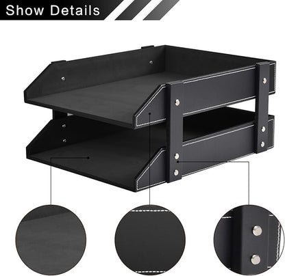 Desk Organizer with 3 Drawers,Leather Desk Organizer