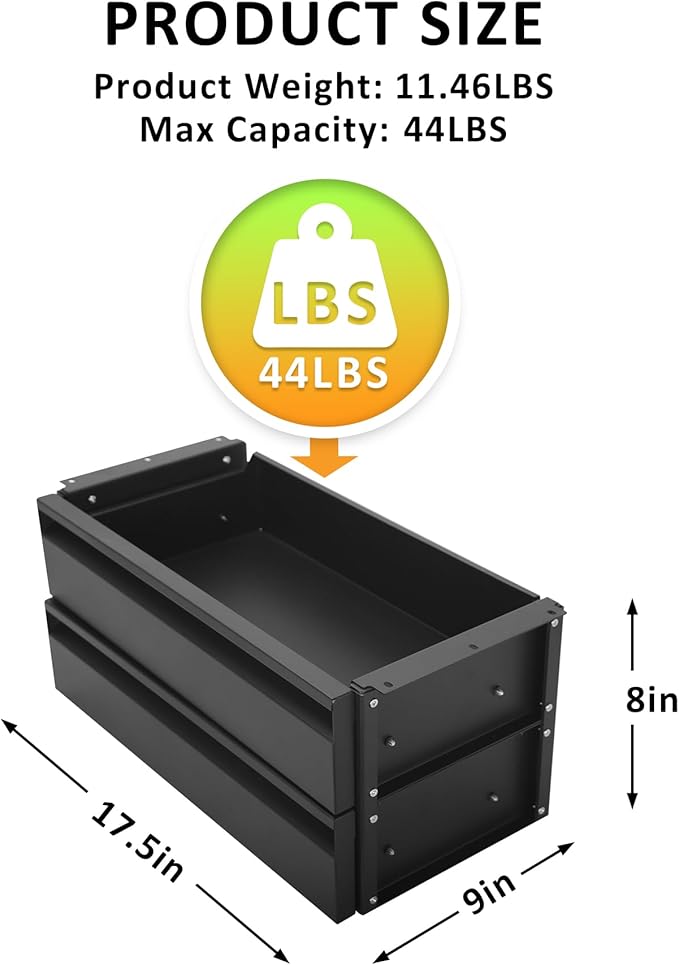 15 in 2-tier Under Desk Drawer,Adjustable Height, Under Desk Drawer Slide Out with Slide Extension Mounted Under Flat Wooden 