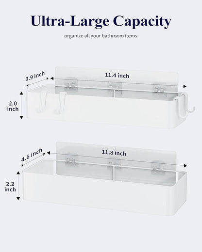 Kitsure Shower Caddy - 2 Pack Adhesive Shower Organizer, Rustproof Metal Shelves, No-Drill Bathroom Organizers and Storage, W