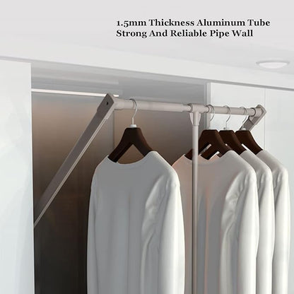 Pull Out Clothes Rail Extendable Pull Out Closet Rod - Stainless Steel Wardrobe Rail Tube, Pull-Down Clothes Organizer with S