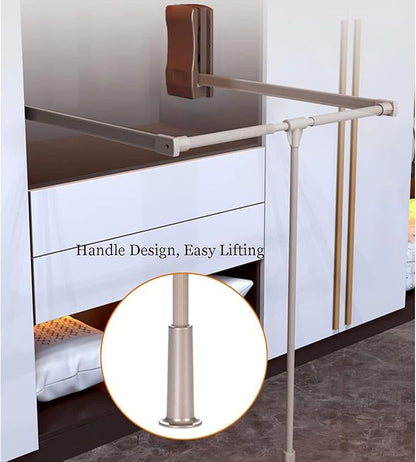 Pull Out Clothes Rail Extendable Pull Out Closet Rod - Stainless Steel Wardrobe Rail Tube, Pull-Down Clothes Organizer with S