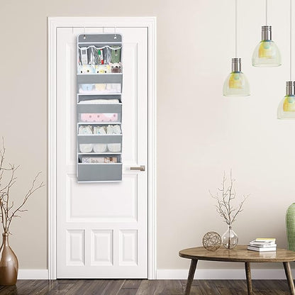 Univivi Door Hanging Organizer Nursery Closet Cabinet Baby Storage with 4 Large Pockets and 3 Small PVC Pockets for Cosmetics