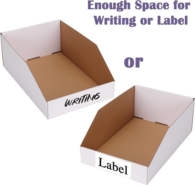 EXYGLO Cardboard Boxes, Pack of 35 Corrugated Storage Bins 12x8x4.5 inch Pantry Organizer Bins for Shelves Garage Office Orga